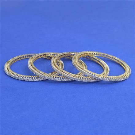American Diamond 4 Pc Classic Bangles with 2 Tone Plating