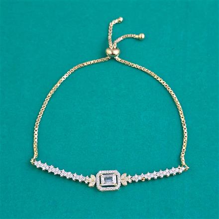 American Diamond Adjustable Bracelet with Rhodium Plating 2 Tone Plating