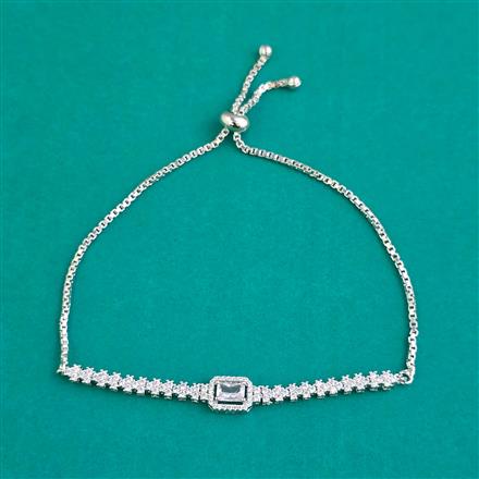 American Diamond Adjustable Bracelet with Rhodium Plating 2 Tone Plating