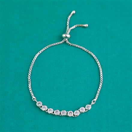 American Diamond Adjustable Bracelet with Rhodium Plating 2 Tone Plating