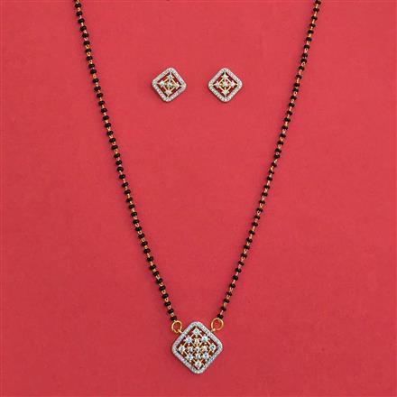 American Diamond Classic Mangalsutra with Rhodium Plating 2 Tone Plating