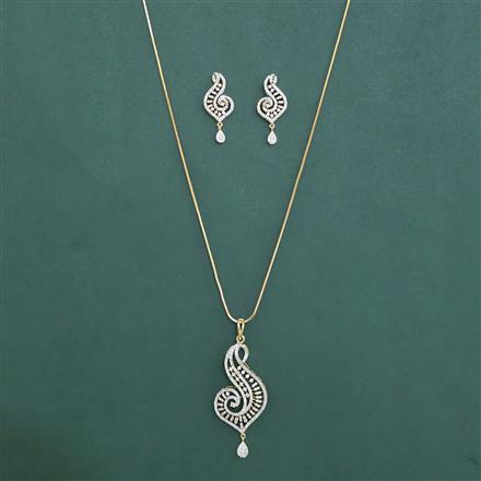 American Diamond Classic Pendant Set with 2 Tone Plating