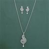 American Diamond Classic Pendant Set with Rhodium Plating