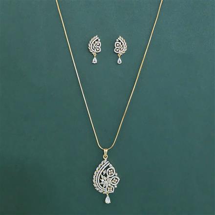 American Diamond Classic Pendant Set with 2 Tone Plating