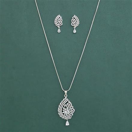 American Diamond Classic Pendant Set with Rhodium Plating