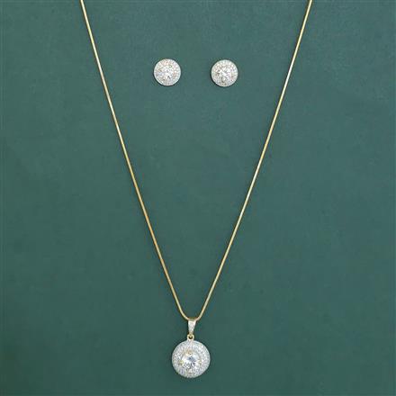 American Diamond Classic Pendant Set with 2 Tone Plating