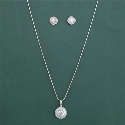 American Diamond Classic Pendant Set with Rhodium Plating