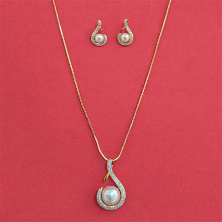 American Diamond Classic Pendant Set with Rhodium Plating 2 Tone Plating