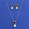 American Diamond Moti Pendant Set with Rhodium Plating
