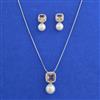 American Diamond Moti Pendant Set with Rhodium Plating
