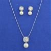 American Diamond Moti Pendant Set with Rhodium Plating