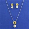 American Diamond Moti Pendant Set with Rhodium Plating
