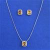 American Diamond Classic Pendant Set with Rhodium Plating