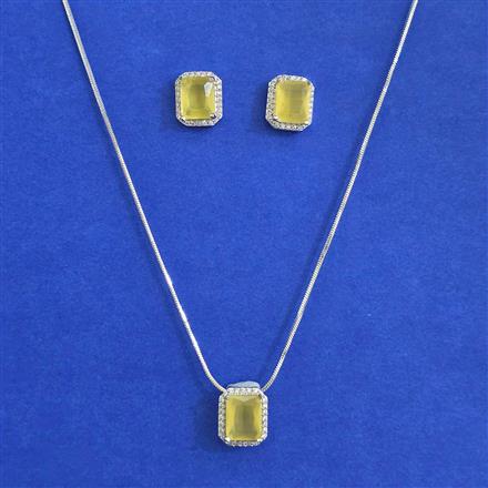 American Diamond Classic Pendant Set with Rhodium Plating