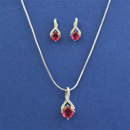 American Diamond Classic Pendant Set with Rhodium Plating