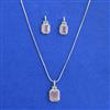 American Diamond Classic Pendant Set with Rhodium Plating