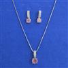 American Diamond Classic Pendant Set with Rhodium Plating