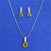 American Diamond Classic Pendant Set with Rhodium Plating