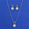 American Diamond Classic Pendant Set with Rhodium Plating
