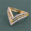 American Diamond Adjustable Ring with Rhodium Plating 2 Tone Plating Mehndi Plating