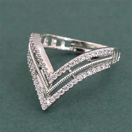 American Diamond Adjustable Ring with Rhodium Plating 2 Tone Plating Mehndi Plating