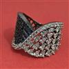 American Diamond Adjustable Ring with Black Plating