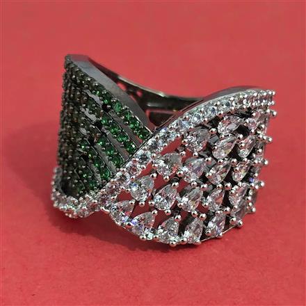 American Diamond Adjustable Ring with Black Plating