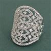 American Diamond Adjustable Ring with Rhodium Plating Mehndi Plating Carat Plating