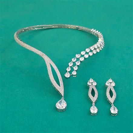 American Diamond Classic Necklace with Rhodium Plating