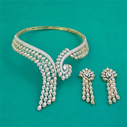 American Diamond Classic Necklace with Rhodium Plating 2 Tone Plating