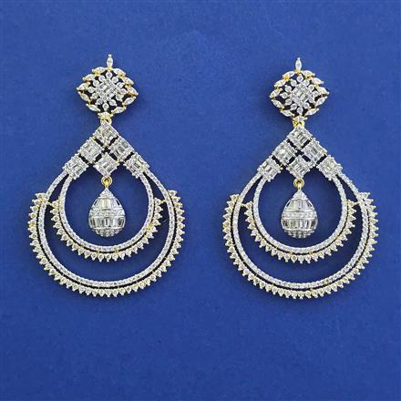 American Diamond Classic Earring with Rhodium Plating 2 Tone Plating Mehndi Plating