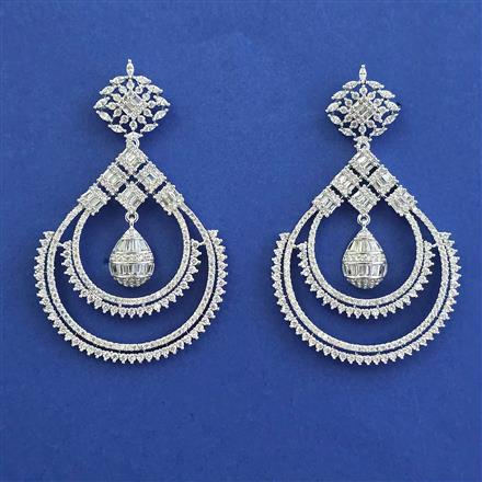 American Diamond Classic Earring with Rhodium Plating 2 Tone Plating Mehndi Plating