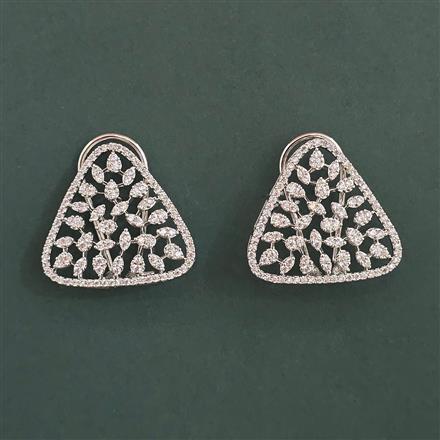 American Diamond Classic Earring with Rhodium Plating