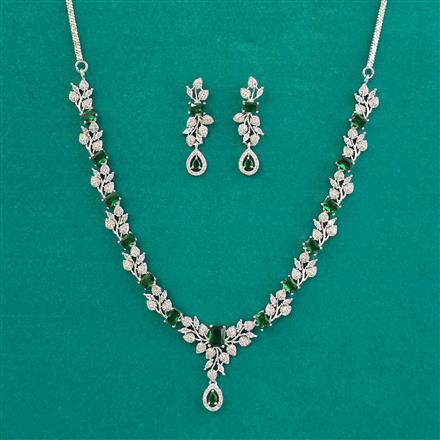 American Diamond Classic Necklace with Rhodium Plating