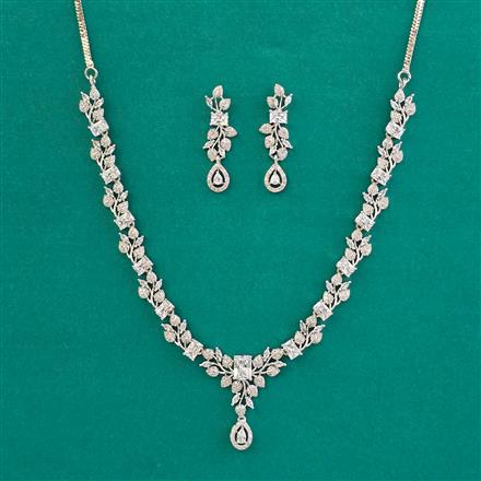 American Diamond Classic Necklace with Rhodium Plating