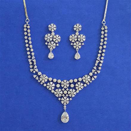American Diamond Classic Necklace with Rhodium Plating