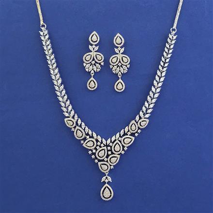 American Diamond Classic Necklace with Rhodium Plating