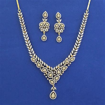 American Diamond Classic Necklace with 2 Tone Plating