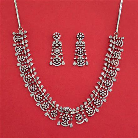 American Diamond Classic Necklace with Rhodium Plating