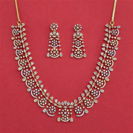 American Diamond Classic Necklace with 2 Tone Plating