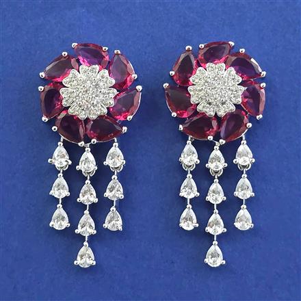 American Diamond Classic Earring with Rhodium Plating