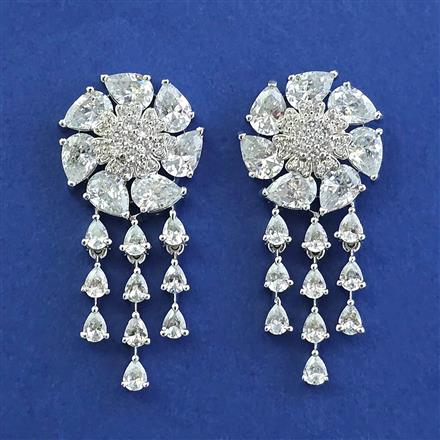 American Diamond Classic Earring with Rhodium Plating