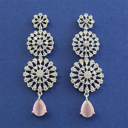 American Diamond Classic Earring with Rhodium Plating