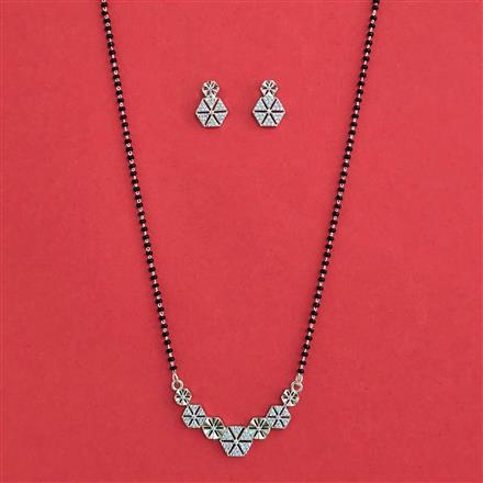 American Diamond Classic Mangalsutra with Rhodium Plating
