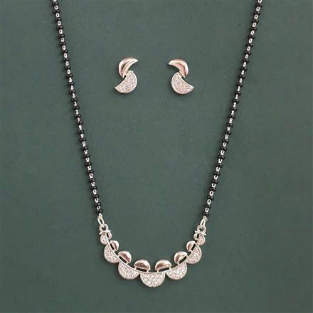 American Diamond Classic Mangalsutra with Rhodium Plating