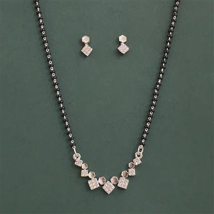 American Diamond Classic Mangalsutra with Rhodium Plating