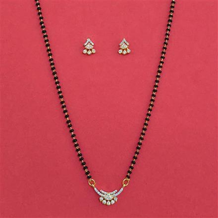 American Diamond Classic Mangalsutra with Rhodium Plating 2 Tone Plating