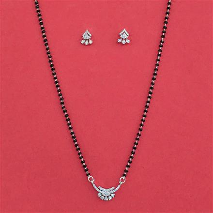 American Diamond Classic Mangalsutra with Rhodium Plating 2 Tone Plating