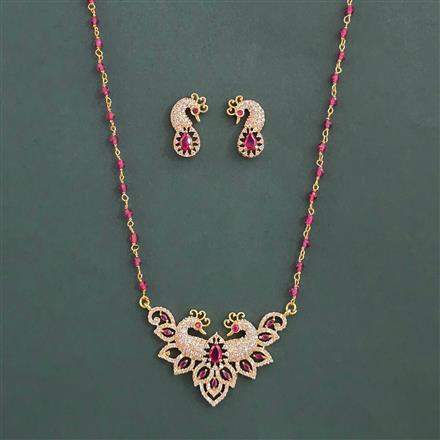 American Diamond Classic Pendant Set With Gold Plating