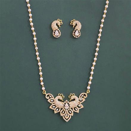 American Diamond Classic Pendant Set With Gold Plating